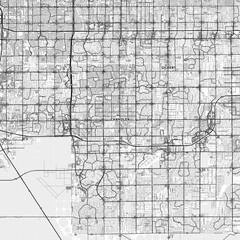 Fototapeta premium Chandler Area Map with Labels and Neighborhoods - One color, minimalistic design