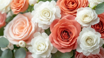 Obraz premium the vibrant and diverse array of flowers create a stunning backdrop, with hues ranging from deep crimson to soft blush, creating a visually captivating display of natural beauty.