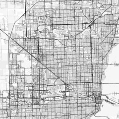 Hialeah Area Map with Labels and Neighborhoods - One color, minimalistic design