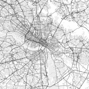 Richmond Area Map with Labels and Neighborhoods - One color, minimalistic design