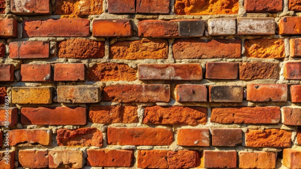 Poster a rustic brick wall texture featuring aged and weathered bricks set in mortar