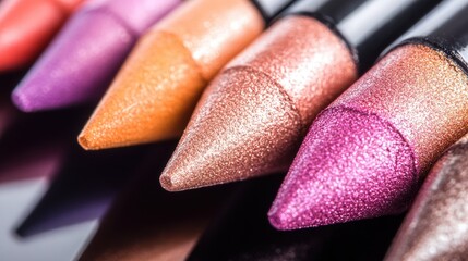 Close-up view of colorful cosmetic crayons.