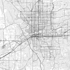 Spokane Area Map with Labels and Neighborhoods - One color, minimalistic design