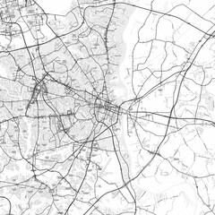 Fayetteville Area Map with Labels and Neighborhoods - One color, minimalistic design