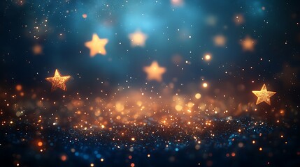 Enchanting celestial scene with sparkling stars and dreamy bokeh elements