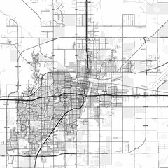Amarillo Area Map with Labels and Neighborhoods - One color, minimalistic design