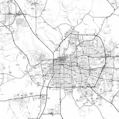 Naklejka premium Montgomery Area Map with Labels and Neighborhoods - One color, minimalistic design