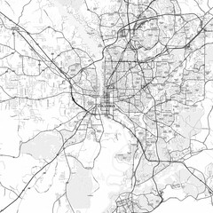 Columbus Area Map with Labels and Neighborhoods - One color, minimalistic design