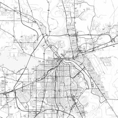 Fototapeta premium Shreveport Area Map with Labels and Neighborhoods - One color, minimalistic design