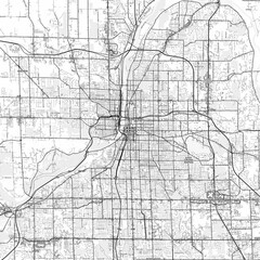 Grand Rapids Area Map with Labels and Neighborhoods - One color, minimalistic design
