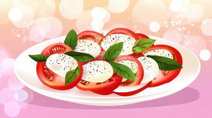 Freshly sliced tomatoes and mozzarella with basil.