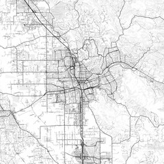 Fototapeta premium Santa Rosa Area Map with Labels and Neighborhoods - One color, minimalistic design