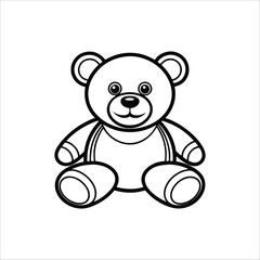 Fototapeta premium Sweet teddy bear coloring activity for kids logo vector illustration isolated on white background