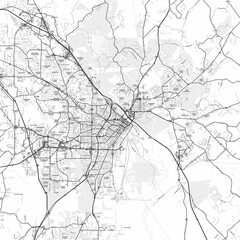 Macon Area Map with Labels and Neighborhoods - One color, minimalistic design