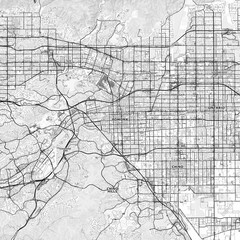 Obraz premium Pomona Area Map with Labels and Neighborhoods - One color, minimalistic design
