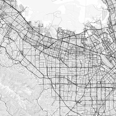 Sunnyvale Area Map with Labels and Neighborhoods - One color, minimalistic design