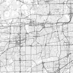 Naperville Area Map with Labels and Neighborhoods - One color, minimalistic design