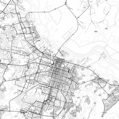 Savannah Area Map with Labels and Neighborhoods - One color, minimalistic design