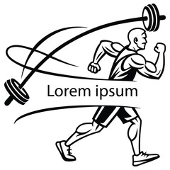 Fototapeta premium Fitness Logo Design with Dumbbell and Muscle Icon