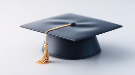 single graduate cap floats against pristine white backdrop symbolizing achievement and new beginnings