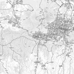 Santa Tecla Area Map with Labels and Neighborhoods - One color, minimalistic design