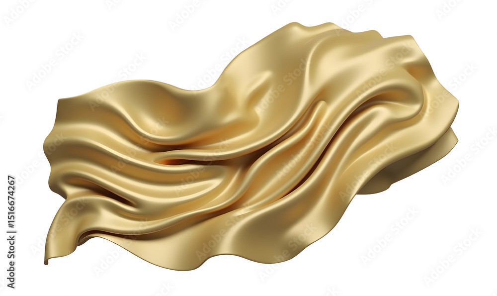 Poster golden drape with smooth shiny texture and elegant flowing fabric