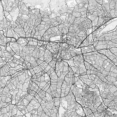 Sao Paulo Area Map with Labels and Neighborhoods - One color, minimalistic design