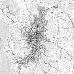 Medellin Area Map with Labels and Neighborhoods - One color, minimalistic design
