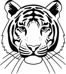 Tiger iconic Head line art