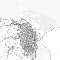 Barranquilla Area Map with Labels and Neighborhoods - One color, minimalistic design