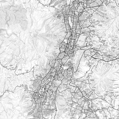 Fototapeta premium Quito Area Map with Labels and Neighborhoods - One color, minimalistic design