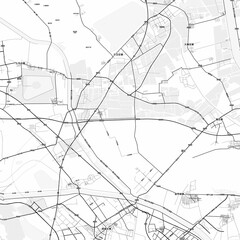 Obraz premium Tianjin Area Map with Labels and Neighborhoods - One color, minimalistic design