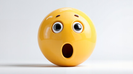 3D Emoji with Surprised Expression on White Background