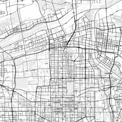 Xi an Area Map with Labels and Neighborhoods - One color, minimalistic design