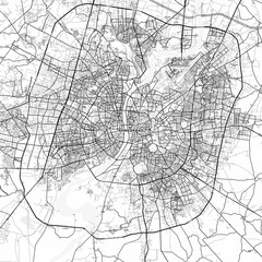 Naklejka premium Ahmedabad Area Map with Labels and Neighborhoods - One color, minimalistic design
