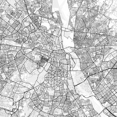 Fototapeta premium Delhi Area Map with Labels and Neighborhoods - One color, minimalistic design