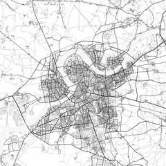 Naklejka premium Surat Area Map with Labels and Neighborhoods - One color, minimalistic design