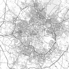 Fototapeta premium Lucknow Area Map with Labels and Neighborhoods - One color, minimalistic design