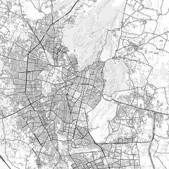 Obraz premium Jaipur Area Map with Labels and Neighborhoods - One color, minimalistic design