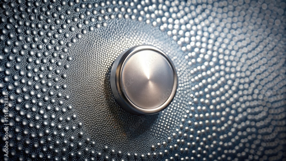 Aufkleber Close-up of a metallic button on a textured surface with a subtle radial pattern