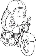 Hedgehog Motorcycle Animal Vector Graphic Art Illustration