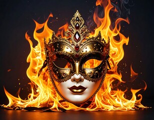Venetian mask in flames (1)
