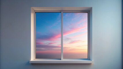 Serene Sunset Hues Viewed Through a Modern Window Pane, Offering a Peaceful and Tranquil Atmosphere