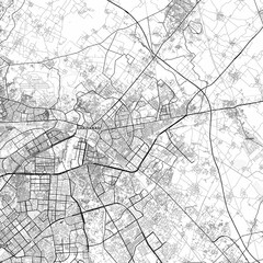 Fototapeta premium Ghaziabad Area Map with Labels and Neighborhoods - One color, minimalistic design