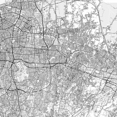 Obraz premium Bekasi Area Map with Labels and Neighborhoods - One color, minimalistic design