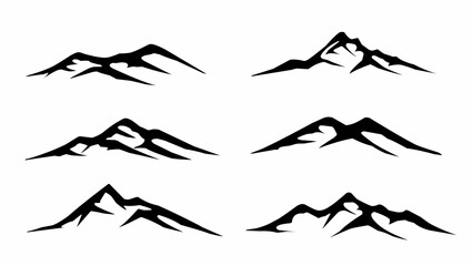 Set of mountain silhouette shapes vector illustration isolated on white background 