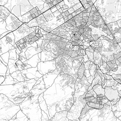 Obraz premium Rawalpindi Area Map with Labels and Neighborhoods - One color, minimalistic design