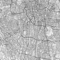 South Jakarta Area Map with Labels and Neighborhoods - One color, minimalistic design