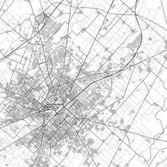 Faisalabad Area Map with Labels and Neighborhoods - One color, minimalistic design