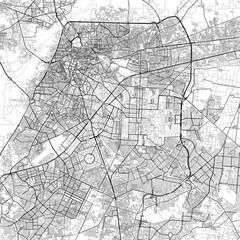 Fototapeta premium Lahore Area Map with Labels and Neighborhoods - One color, minimalistic design
